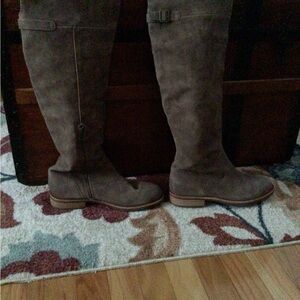 Kork Ease Addison Over The Knee High Boot Taupe Suede Riding Shoe